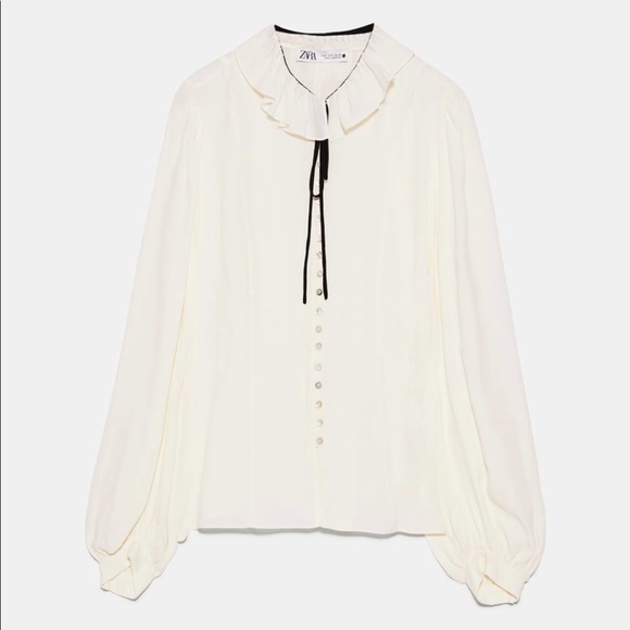 Zara Tops Zara Flowy Blouse With Black Bow 220 Poshmark